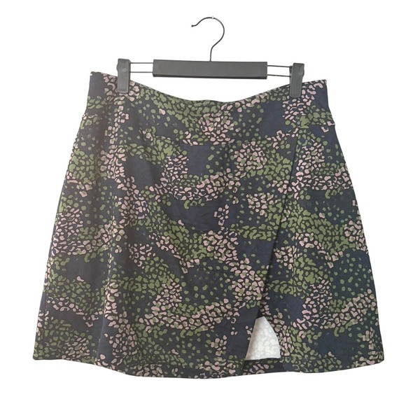 Jockey Pants - Jockey Green Pink Abstract Print Active Skort Wrap Front Mini Skirt LARGE